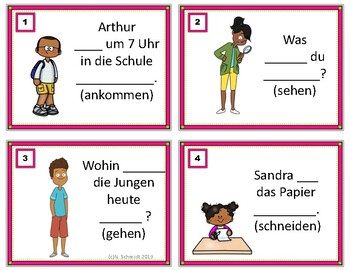 Preview of German Present Perfect Task Cards: 24 Verben in Perfekt mit haben + sein