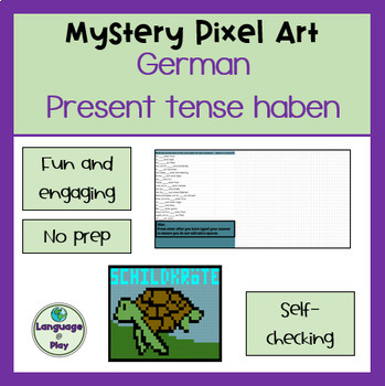 Preview of German Present Tense HABEN to have Mystery Picture Digital Art Activity