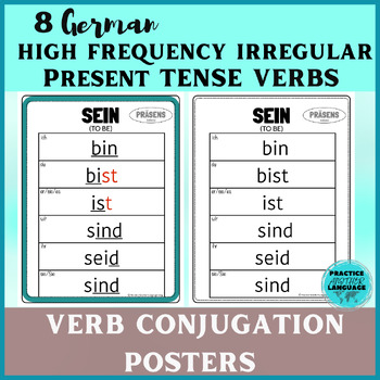 Preview of German Present Tense HIGH FREQUENCY IRREGULAR Verbs Chart Posters