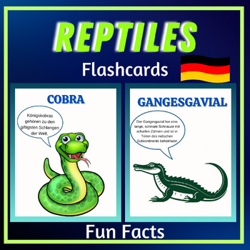 Preview of German, Reptiles Fun Facts, Flashcards, Printable Posters animals for kids