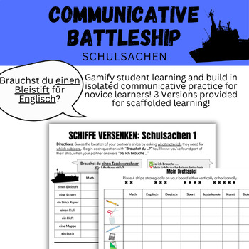 Preview of German Schiffe Versenken: Communicative School Supplies Battleship
