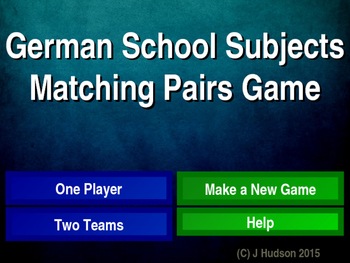 Preview of German School Subjects Interactive Matching Pairs Game