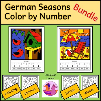 Preview of German Seasons Color by Number to 20 - Seasonal Bundle