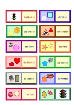 Preview of German Shapes  Loop Cards   . Small size .1 A4 page