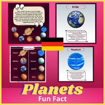 Preview of German Solar System Unit - Lessons & Activities for the Planets facts cards