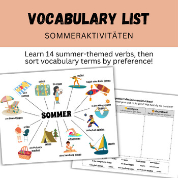 Preview of German Sommer Vokabeln (Summer verbs)