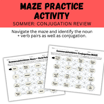 Preview of German Sommeraktivitäten Maze: Conjugation Practice