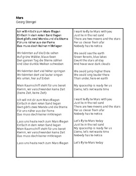 Preview of German Song Georg Stengel MARS Songtext and English Translation