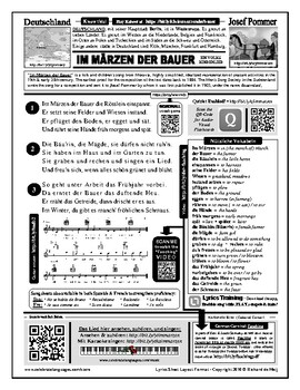 Preview of German Song: Im Märzen der Bauer (+ Multimedia Resources)
