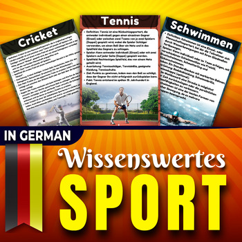 Preview of German Sports Flash Cards fun Facts : Fußball, Basketball, Tennis