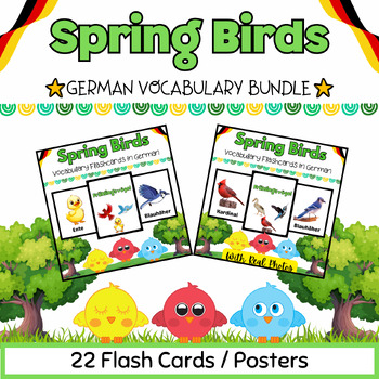 Preview of German Spring Sky Birds Flash Cards BUNDLE for PreK-Kindergarten-22 Printables