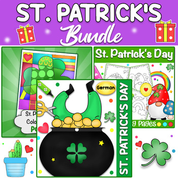 Preview of German St. Patrick's Day Bundle - Craft, Bulletin Board, Coloring Pages,Writing