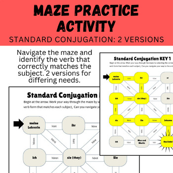 Preview of German Standard Conjugation Maze Practice: die Konjugation