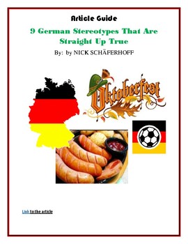 Preview of (GERMAN GEOGRAPHY BASICS) German Stereotypes: Reading Article and Guide