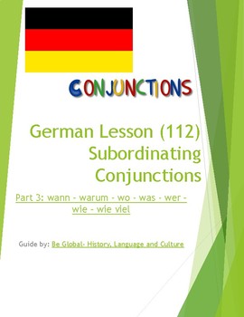 Preview of (GERMAN LANGUAGE)  Subordinating Conjunctions - Part 3