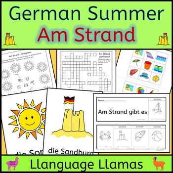 Preview of German Summer Beach Vacation - Am Strand - activities, puzzles, bingo