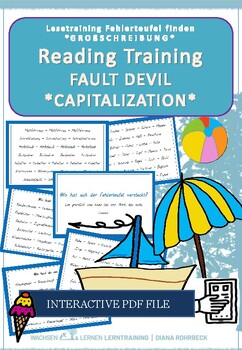 Preview of German: Summer: Capitalization error devil - Großschreibung Interactive