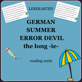 Preview of German: Summer: Error devil -ie- - Reading cards - Lesekarten -ie
