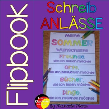 Preview of German Summer Flip Book- Deutsche Schreibanlässe - Flipbuch Sommer- DaF