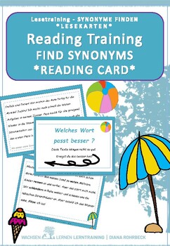 Preview of German: Summer Synonyms Find Reading Cards Interactive - Synonyme finden