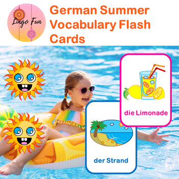 Preview of German Summer Vacation Vocabulary Flash Cards