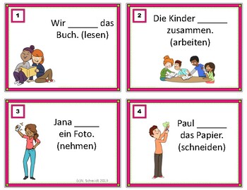 Preview of German Verbs Task Cards: Present Tense Irregular and Regular Verbs (24 Verben)