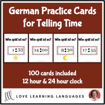 Preview of German - Telling Time Review Task Cards Speaking Activity