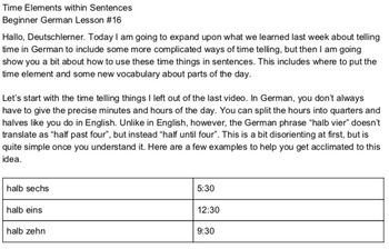 Preview of German Time Element Word Order - Beginner German #16