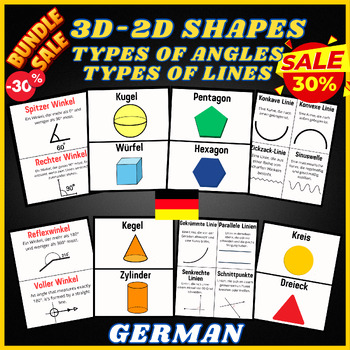 Preview of German Types Lines and Angles; 2D-3D Shapes - Geometry - Measurement Bundle