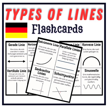 Preview of German Types of Lines: Gerade Linie, Polylinie, and Gekrümmte Linie Task Cards