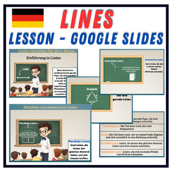 Preview of German Types of Lines: Straight Line, Horizontal Line, Google Slides