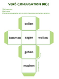 German Verb Conjugation Dice 48 Verbs! Blank Die Included