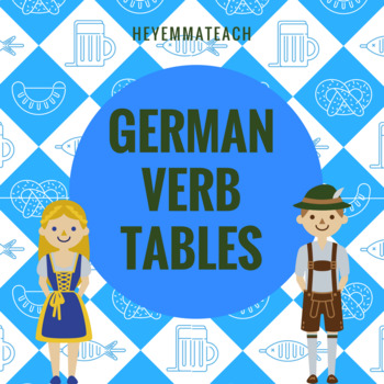 Preview of German Verb Tables - Fill In the Blank Graphic Organizer