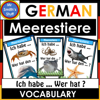 Preview of German Vocab Game and Worksheet - Meerestiere - Ich habe ... Wer hat ...?