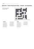 German Vocabulary - Parts of the Human Body Crossword Puzzle