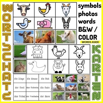 Preview of German Vocabulary Photo Picture Flash Cards Preschool Autism SpEd Farm Animals