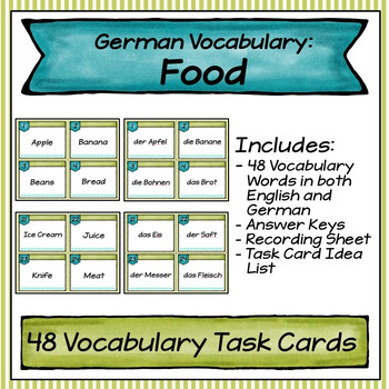 Preview of German Vocabulary Task Cards - Food