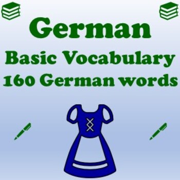Preview of German Vocaublary Worksheets for Beginners - 160 German Basic Words