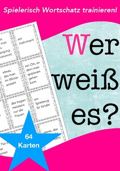 Preview of German WORTSCHATZ Spiel / game: guess a word quickly, DAF, Deutsch lernen, Spiel