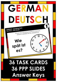 Preview of German - Wie spät ist es? Task Cards - Time - Die Uhrzeit