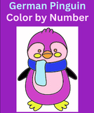 German Winter Penguin Color by Number. Deutsch Pinguin - F