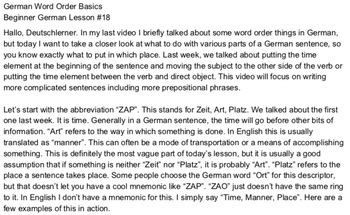 Preview of German Word Order Basics - Beginner German #18