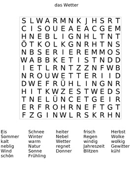 Preview of German Word Search Puzzle Bundle (15 Different Puzzles) with Answer Sheets