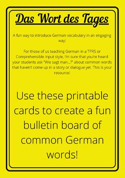 Preview of German Word of the Day - Animals (Printable)