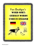 German Words Used in English Word Sort (First Week or Sub Plans)