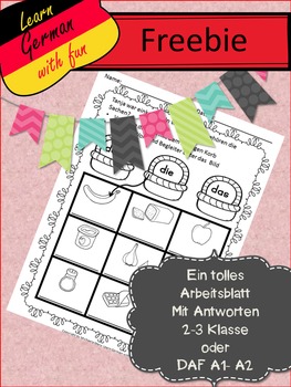 Preview of German Worksheet Freebie 2 - Kostenloses, deutsches Arbeitsblatt