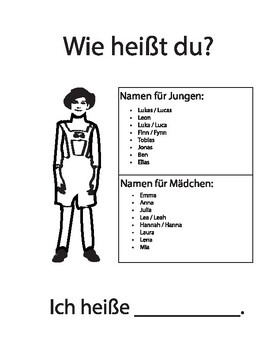 Preview of German Worksheets Geography, Names, Clothing