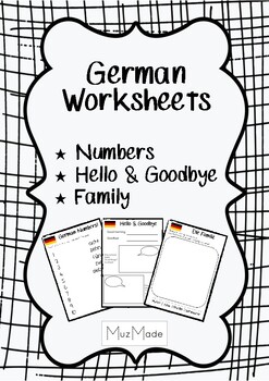 Preview of German Worksheets, Numbers, Greetings and Family