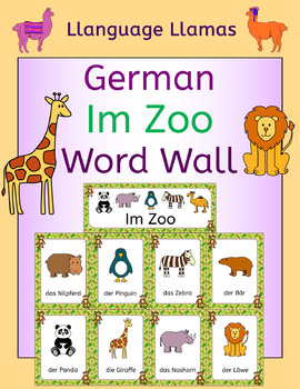 Preview of German Zoo Animals - Im Zoo - Word Wall - die Tiere