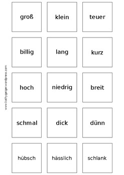 100 German adjectives - 100 Deutsche Adjektive, level A1-A2 by